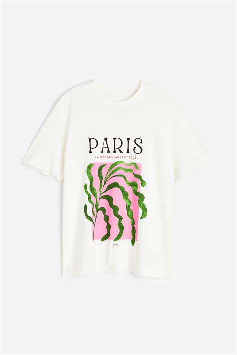 Print-motif T-shirt - White/Paris - Ladies | H&M IN