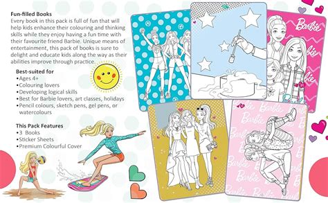 Barbie Colouring and Activity Books Pack with Stickers for Kids Age 2 ...