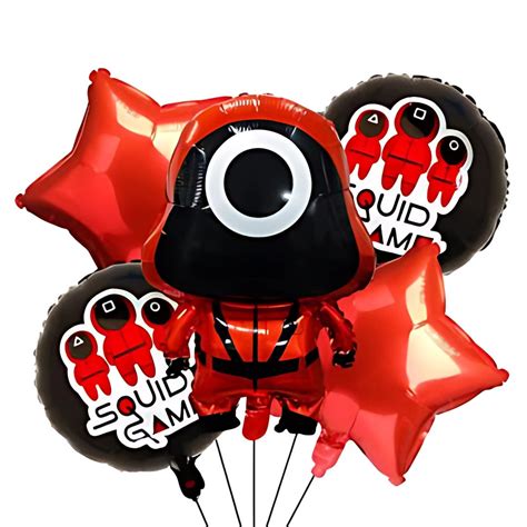 Squid Game Theme Foil Balloon Set - Helium Quality - 18 inches - 5PC ...