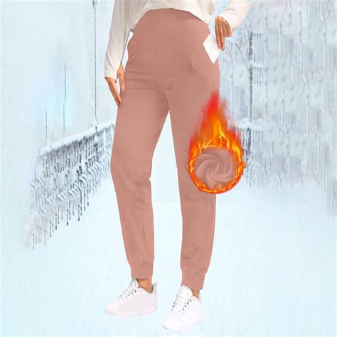 Ruimatai Winter Fleece Lined Joggers for Women with Pockets, Solid ...