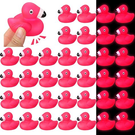 Amazon.com: Shappy 36 Pcs Flamingo Rubber Duckies Bulk Glow in The Dark ...
