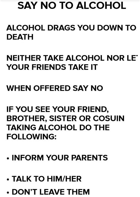 Prepare a poster advising people not to take alcoholic drinks ...