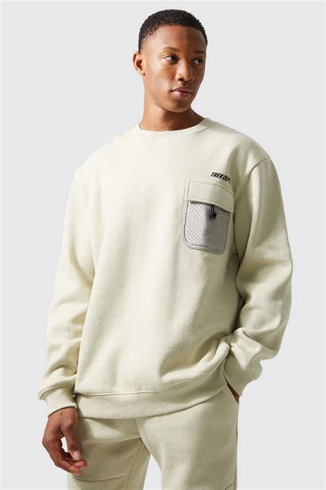 Active Oversized Mesh Pocket Trek Sweatshirt | boohoo UK