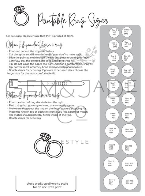 Image result for Printable Ring Size Guide