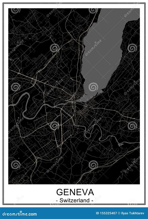 Map of the City of Geneva, Switzerland Stock Illustration ...