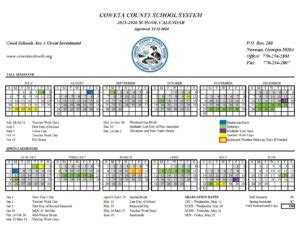 Coweta County Schools Calendar 2025-2026 | Holiday Breaks