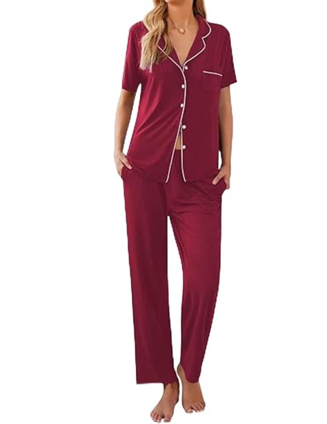 Avidlove Pajama Sets for Women 2 piece Short Sleeve Button Down Pj Sets ...