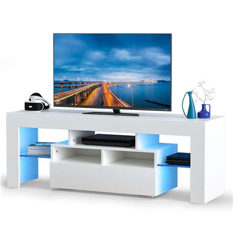 Buy Yaoping Glossy LED TV Stand with RGB LED Lights for Media Player ...
