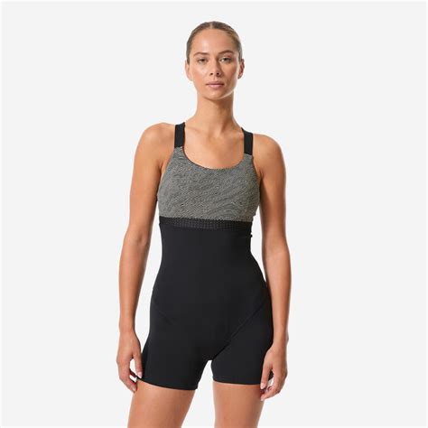 W 1P swimsuit aquafitness and aquabiking, shorty style, Elea Sono black ...
