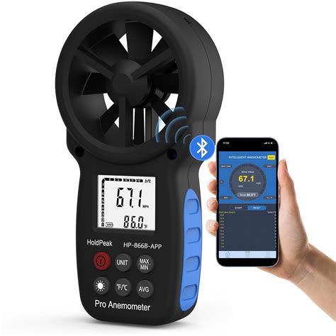 HOLDPEAK 866B-APP Digital Anemometer Handheld APP Wind Speed Meter for ...
