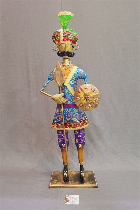 Man with Shield Rajasthani Guard Blue Figurine Showpiece (30H * 10L * 4 ...