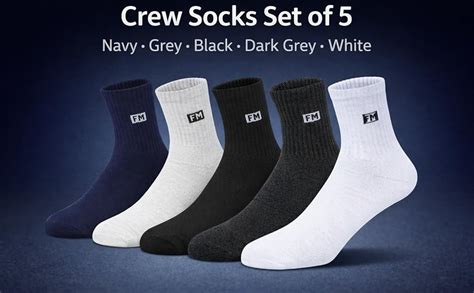 Buy Fitness Mantra® 5 Pairs Cotton Crew Socks | Free Size| Padded ...