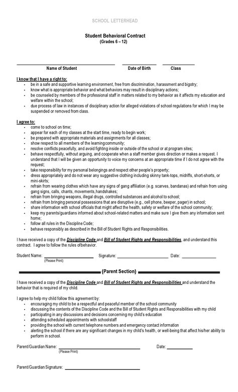 41 Effective Behavior Contract Templates (+Examples) ᐅ TemplateLab