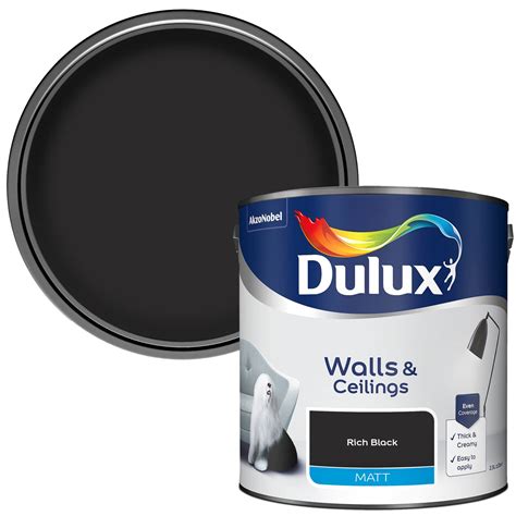 Dulux Walls & Ceilings Matt Paint 2.5L - Rich Black | Paint - B&M