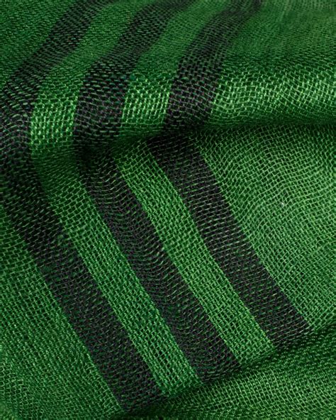 Forest Green And Black Stripes Pattern Woven Bhagalpuri Viscose Linen ...