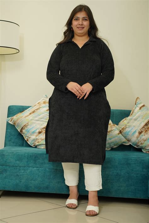 Buy Plus Size Midnight Allure Knitted Kurta | Apella - The XS to 10XL Store