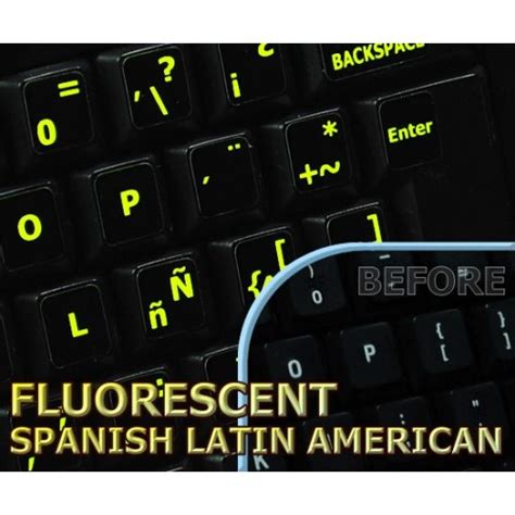 Spanish glowing keyboard stickers
