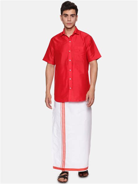 Men Half Sleeve Shirt and Readymade Cotton Dhoti Set – SETHUKRISHNA