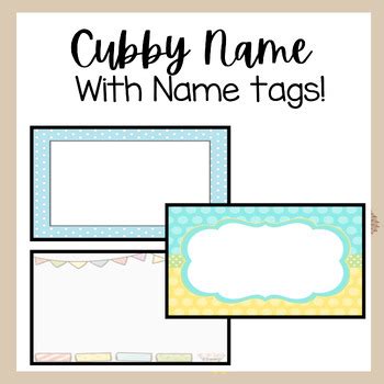 Cubby Tags by Arlenes Printable Shop | TPT