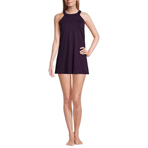 Lands' End Women's Long High Neck Swim Dress Swimsuit - Walmart.com