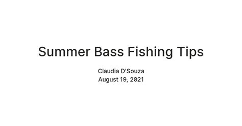 Summer Bass Fishing Tips — Teletype