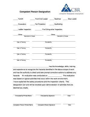 Competent Person Designation Form - Blank Fillable Template | Fill Out ...