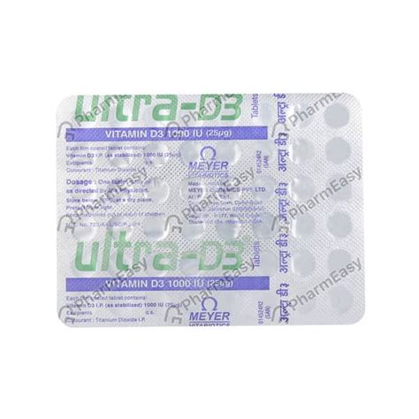 Ultra D3 1000 IU Tablet (48): Uses, Side Effects, Price & Dosage ...