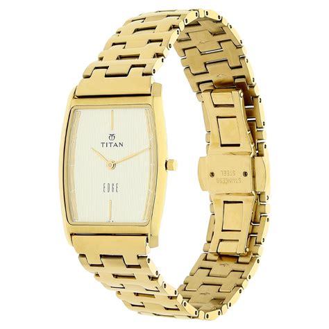 Buy Online Titan Edge Quartz Analog Champagne Dial Golden Stainless ...