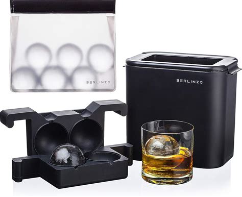 BERLINZO Premium Crystal Clear Ice Ball Maker Mold Round Ice Cube Mold ...