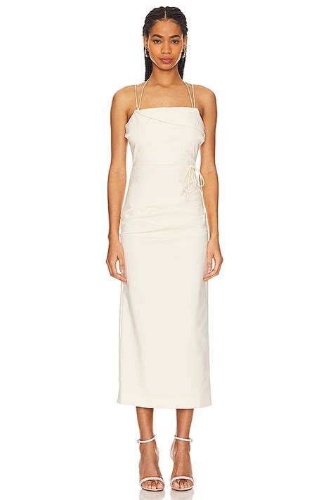 Shona Joy Lani Cross Back Midi Dress in Vanilla | REVOLVE
