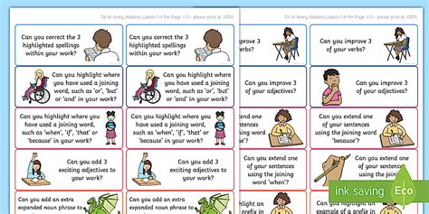 Year 2 Writing Feedback: Extension and Challenge Stickers