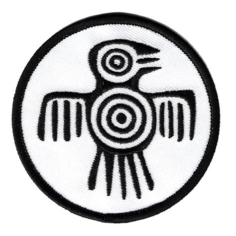 AZTEC SPIRIT BIRD Iron-on Patch Embroidered Mayan Symbol for Strength ...