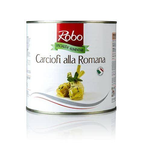 Ingelegde artisjokken, alla Romana, met stengels, in olie, 2,4 kg, kan