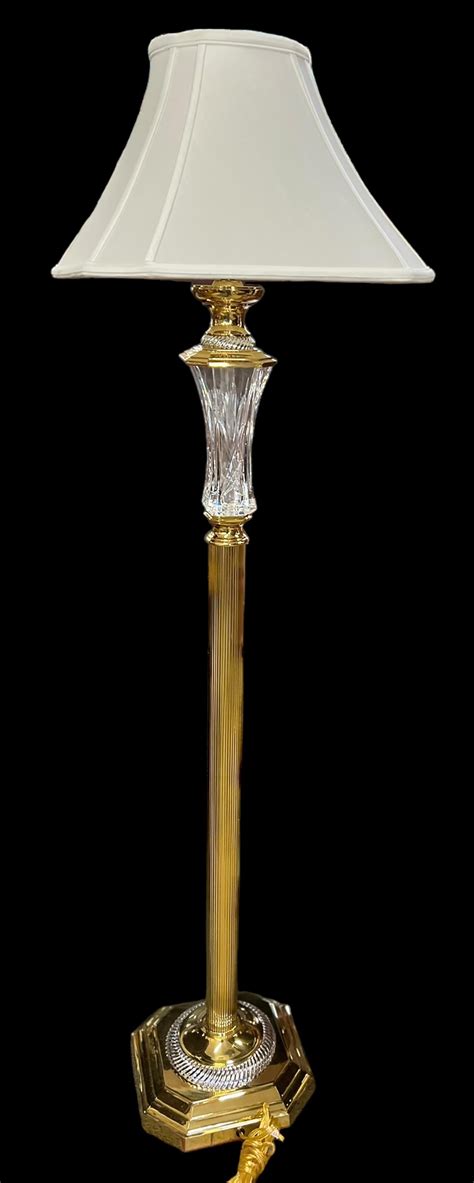 At Auction: Waterford Crystal and Brass Floor Lamp.