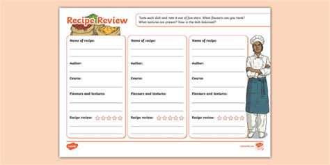 Recipe Review Worksheet (teacher made) - Twinkl