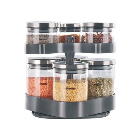Borosil Classic Jar Set of 7 (with Rotating Tray): Amazon.in: Home ...