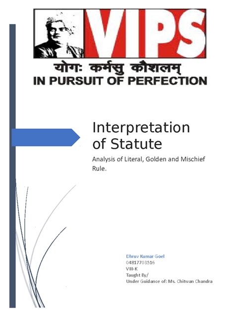 Legal Interpretation Research Paper: Literal, Golden & Mischief Rules ...