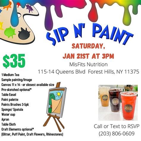 Sip N Paint at Misfits Nutrition, Queens on 21st January, 2023