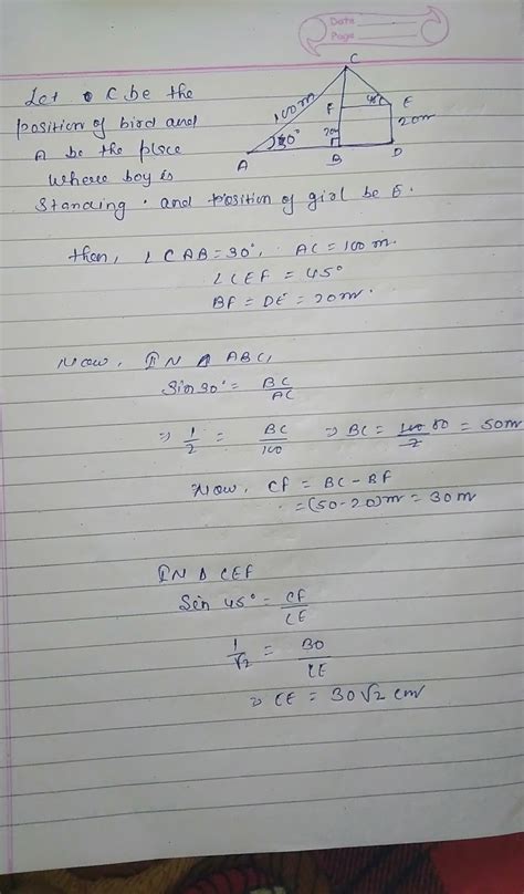 a boy standing on a horizontal plane finds a bird flying at a distance ...