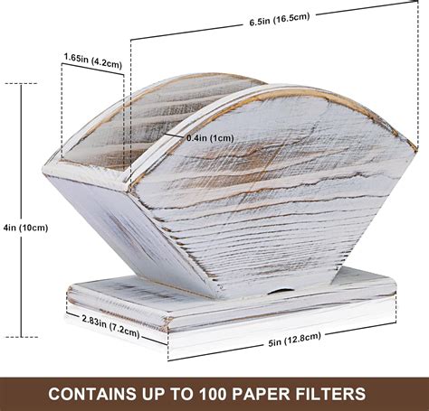Buy ANBOXIT Coffee Filter Holder, Farmhouse White Pine Wood Coffee ...