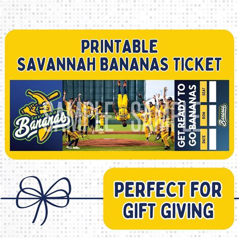Savannah Bananas Printable Ticket PDF - Etsy | Printable tickets ...