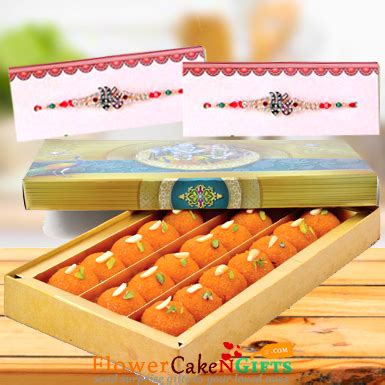 Send Online 500gms ghee laddu sweet box and Designer Rakhi Order ...