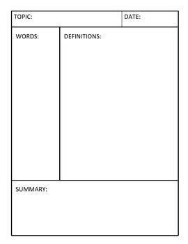 Image result for Cornell Notes Math Template