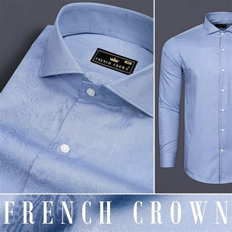 Polo Blue Formal / Casual Prints Premium Cotton Jacquard Shirt For Men