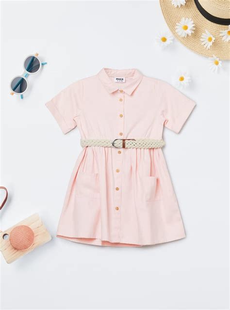 Buy Girls Solid Shirt Dress with Belt Online at just Rs. 699.0 ...
