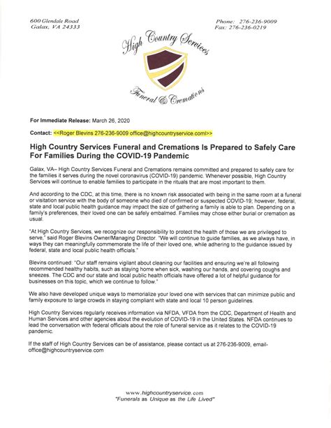 High Country Services Funeral & Cremations | Galax VA