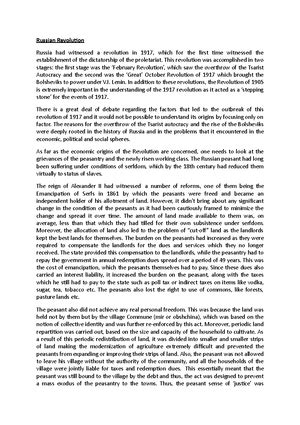 The Russian revolution - It was a series of political events in Russia ...