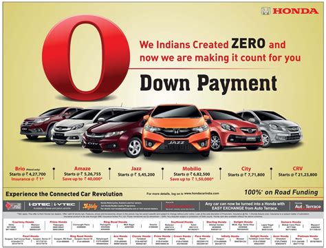 Zero (0) down payment on Honda Cars| 100% on road funding | March 2016 ...