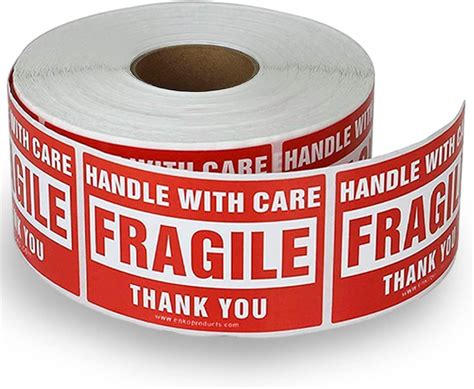 BAR-CODING TECH®, Fragile Stickers - 3"x 2" Strong Adhesive Red Fragile ...