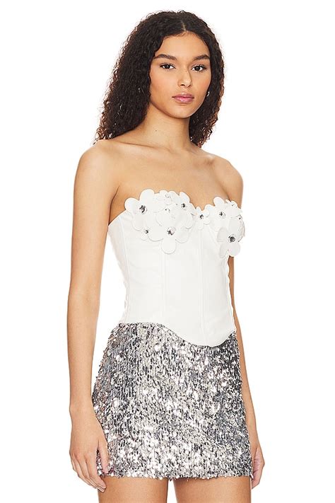 Lovers and Friends Nova Faux Leather Bustier in Bone | REVOLVE